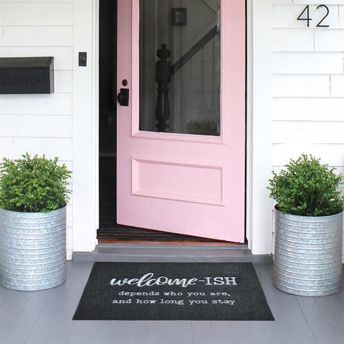 JJUUYOU front door embroidery pattern adds friendly decor to your entry.