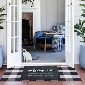 JJUUYOU weather-resistant entry mat withstands all weather for patio, balcony, or porch.