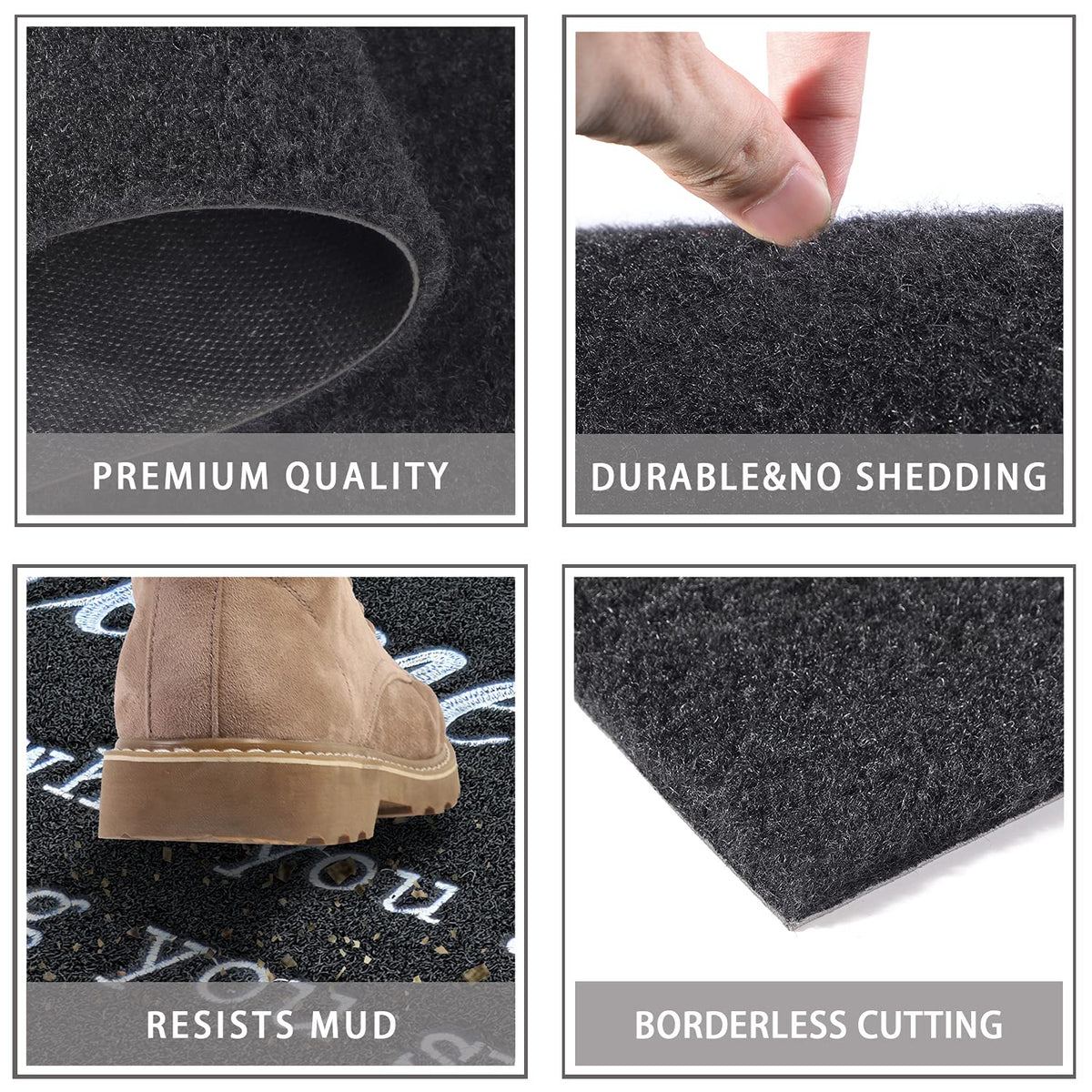 JJUUYOU non-slip backing keeps mat in place on wet entryways.