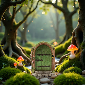 JJLFresheners durable wooden fairy door withstands outdoor elements