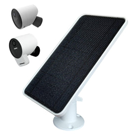 JJMASEE solar panel powers the SimpliSafe camera with continuous charging in sunlight.
