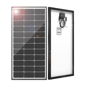 JJN 100W solar panel front view showing bifacial design for extra energy generation.