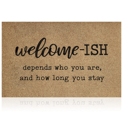 JJUUYOU brown welcome mat for front door with non-slip backing for safety