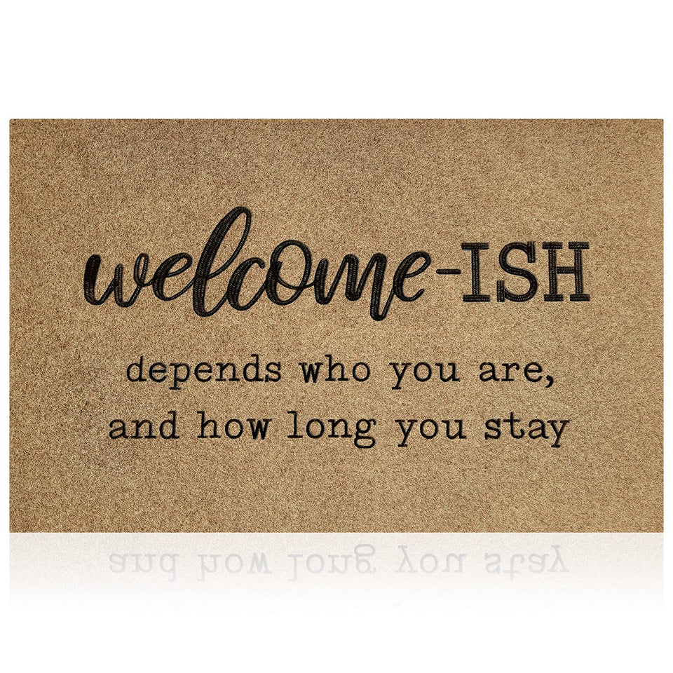 JJUUYOU brown welcome mat for front door with non-slip backing for safety