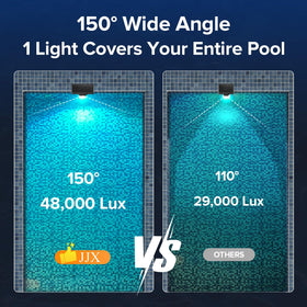 JJX IP68 submersible solar pool light mounted under water for durable use.