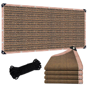 JKNVDVLC 90% sun shade cloth laid out on a mocha patio for shade