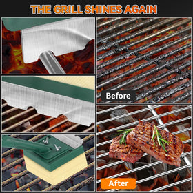 Jkoeier grill brush compatible with ceramic, gas, charcoal grills and stainless steel