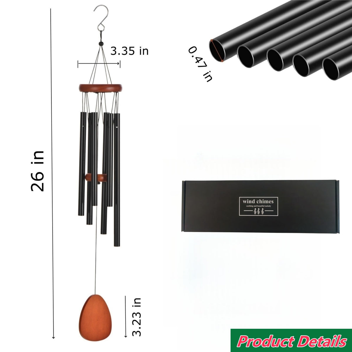 JLBLNHW gift-ready wind chime suitable for Mother's Day and housewarmings.