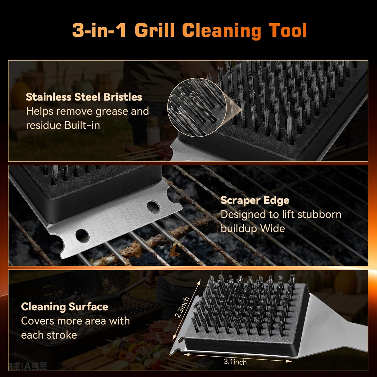 JLiup replacement brush head for continued powerful cleaning on grills.
