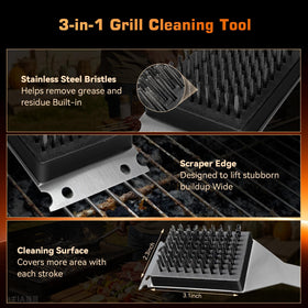 JLiup replacement brush head for continued powerful cleaning on grills.