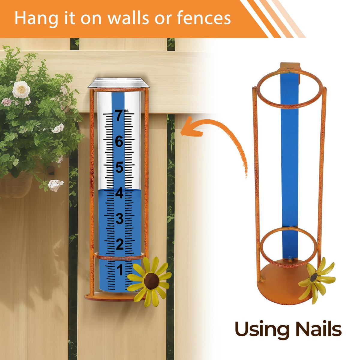 JMBay adjustable height rain gauge fits tall and low setups