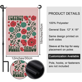 JMEMFC Subtle Flower Flag double-sided with blackout fabric for two-way visibility.