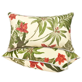 JMGBird outdoor lumbar pillow front view on patio chair for back support.