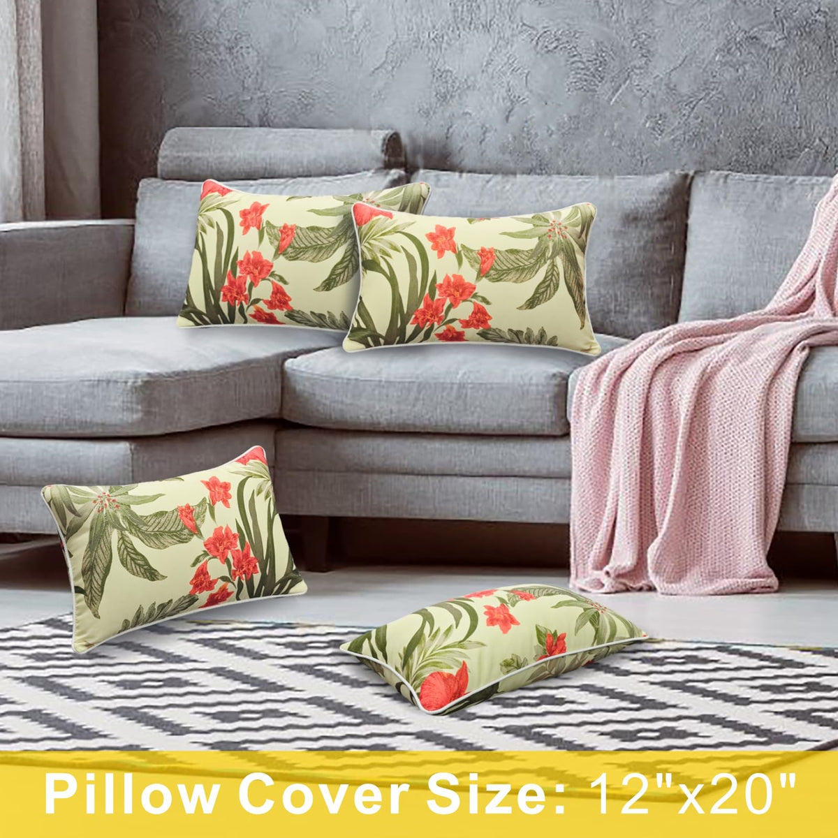 JMGBird grass-green lumbar pillow side view on chair for outdoor dining.