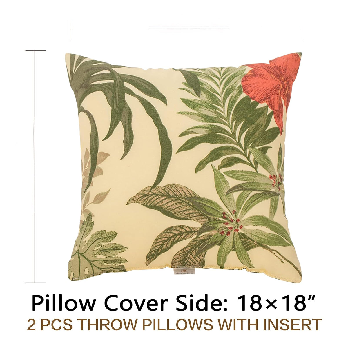 JMGBird weather-pillow insert visible 18x18 emphasizes comfort with included support.