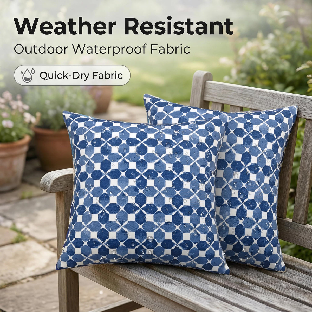 JMGBird white background with diamond blue petals adds botanical elegance to outdoor spaces.