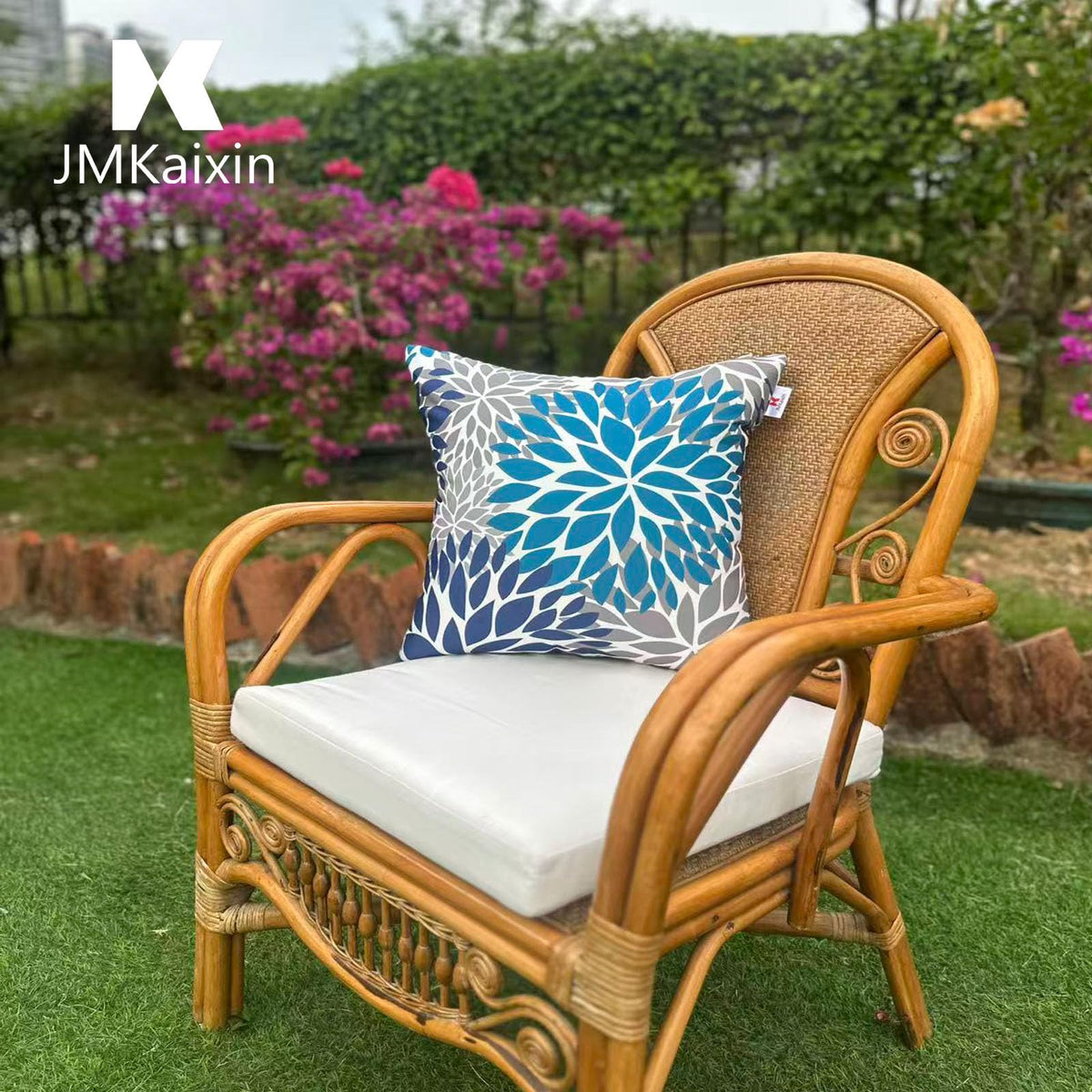 JMKaixin two cushions on sofa and patio setup