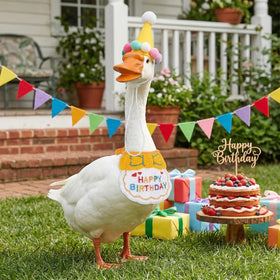 Jmkcoz birthday goose bandana closeup enhances garden celebrations