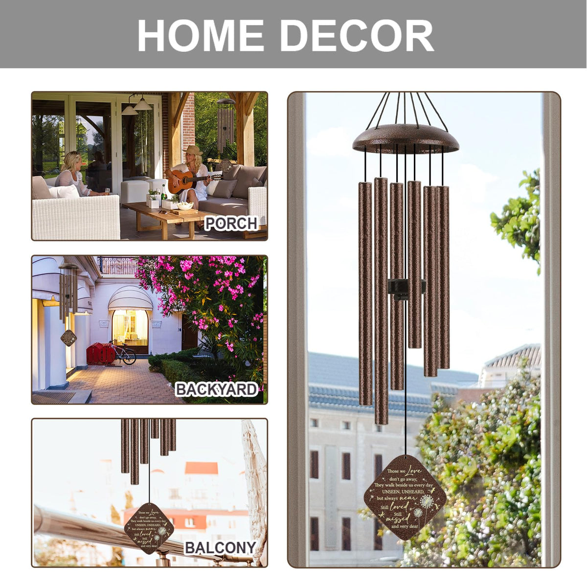 JMsuertes wind chime with bronze finish for outdoor decor and durability.