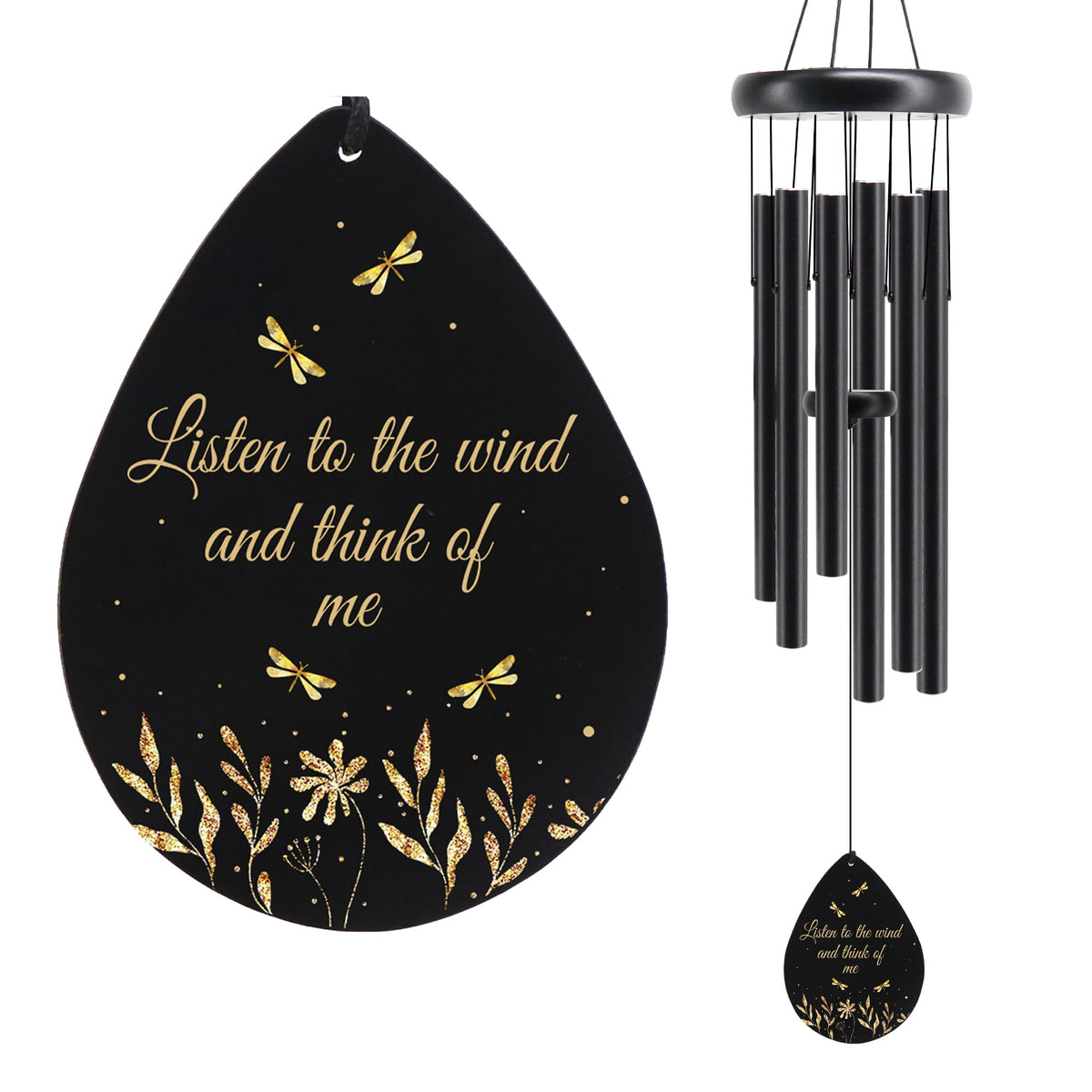 JMsuertes memorial dragonfly wind chime for outdoor remembrance and soothing ambience.