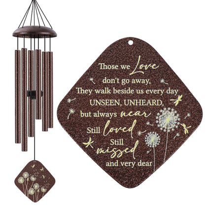 JMsuertes memorial dragonfly wind chime outdoors, 32-inch bronze, evokes solace and memory.