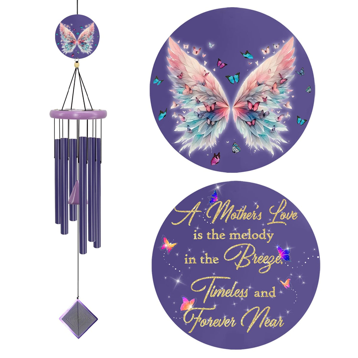 JMsuertes purple wind chime for mom gift with soothing tones for outdoor and indoor spaces