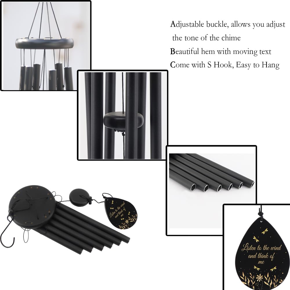 Six tuned aluminum tubes produce deep, soothing tones.