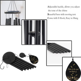 Six tuned aluminum tubes produce deep, soothing tones.