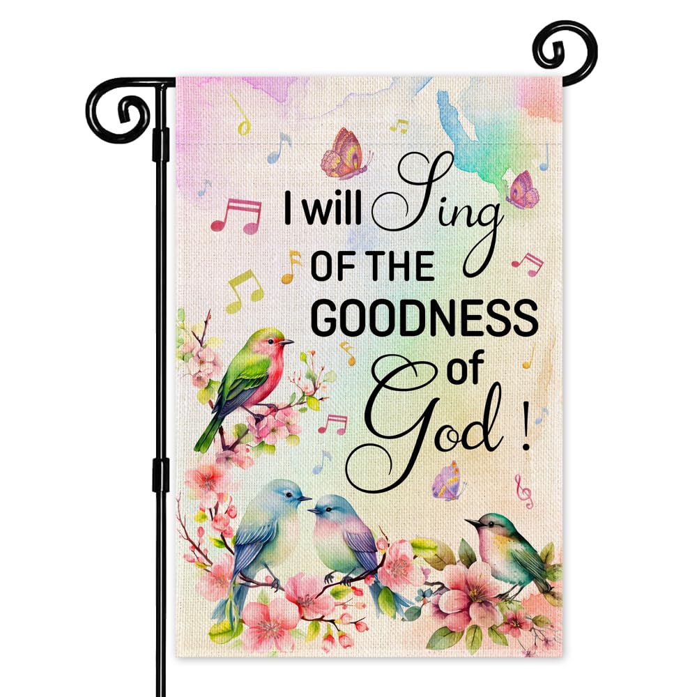 JMYROG I Will Sing of the Goodness of God flag with vibrant print for outdoor display.
