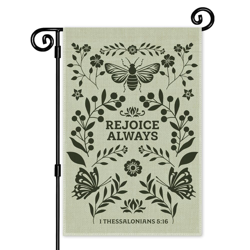 JMYROG Rejoice Always garden flag, double-sided for vibrant outdoor decor.