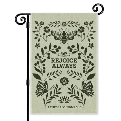 JMYROG Rejoice Always garden flag, double-sided for vibrant outdoor decor.