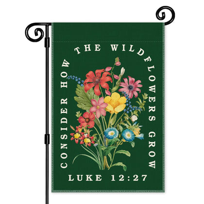 JMYROG garden flag front view with double-sided print for outdoor display