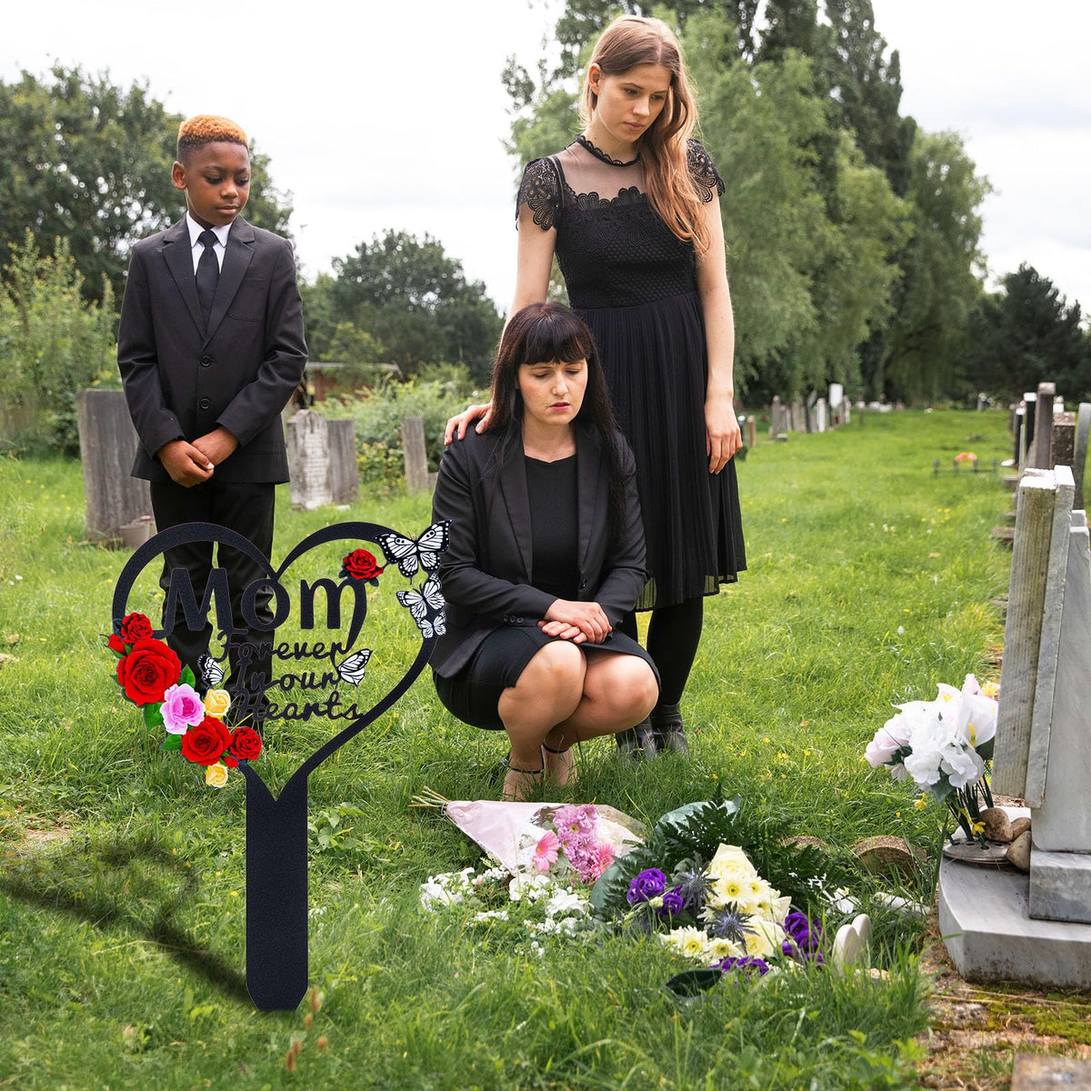 JMZYJZH colorful flower accents upgrade grave memorial appearance