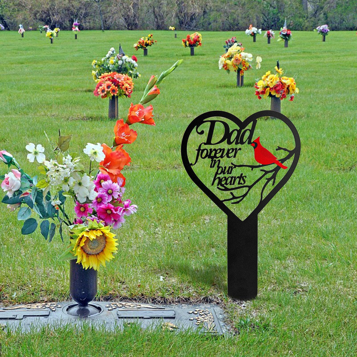 JMZYJZH metal heart dedication plaque for dad gravesite elevates memory