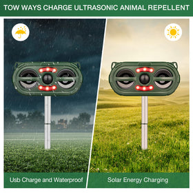 JNKNT Animal Repeller with flashing LED deters at night