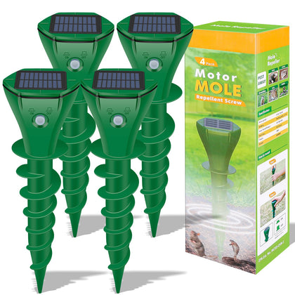 JNKNT mole repellent solar unit protects your lawn from underground pests.
