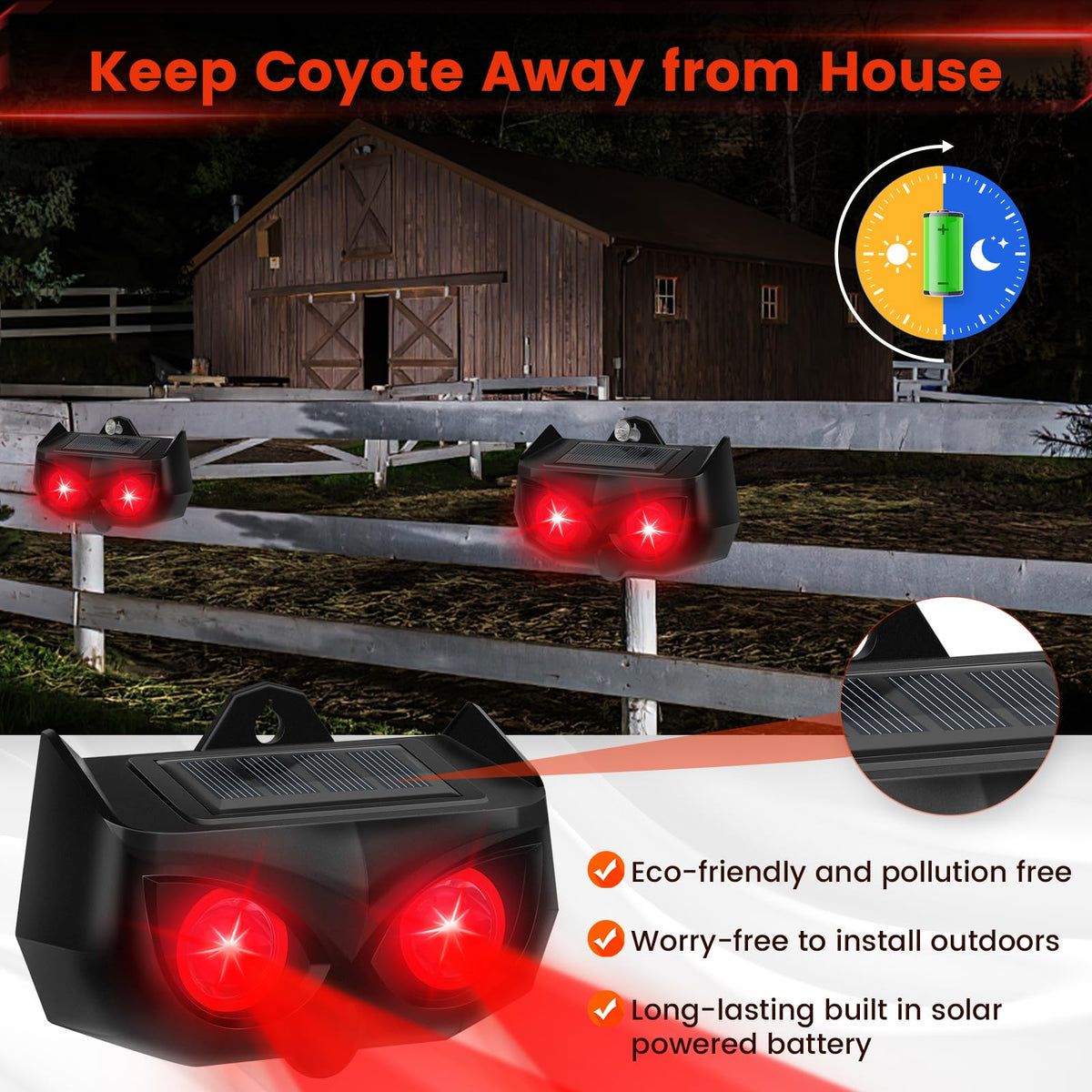 JNKNT solar repeller charging in daylight, ready to protect yard.
