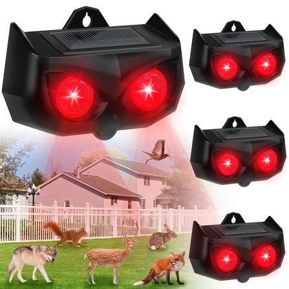 JNKNT solar nocturnal repeller mounted on a tree to deter pests at night.
