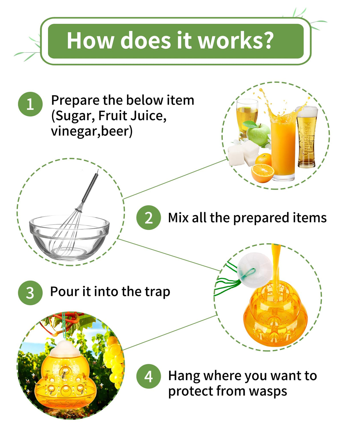 JNKNT Wasp Trap features a sealed bottom to prevent leaks.