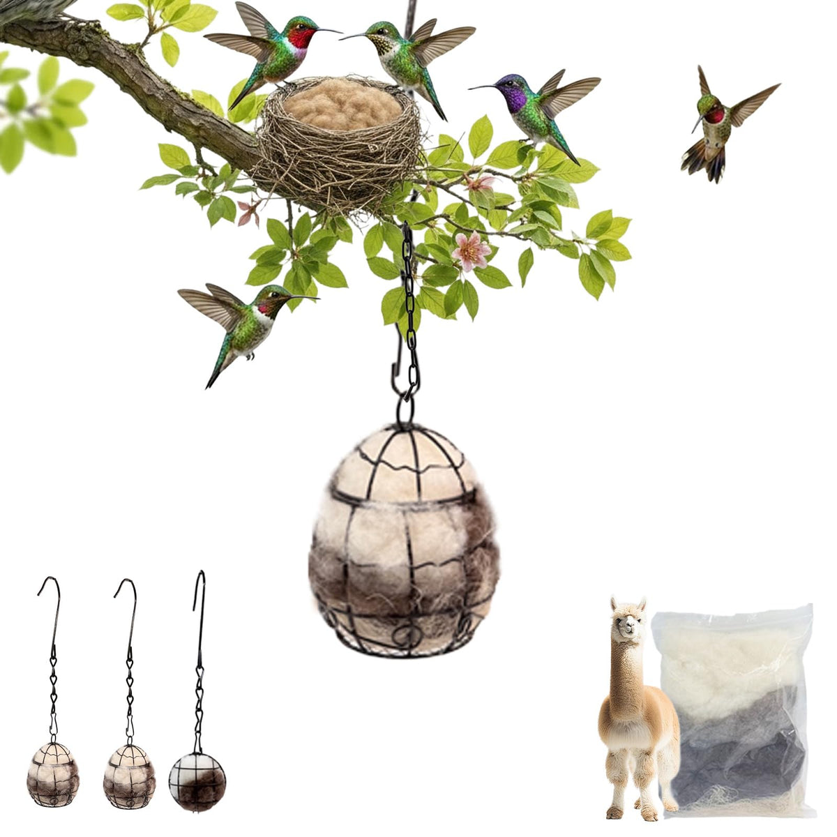 Jnyhfen alpaca bird nesting material close-up, soft breathable fibers safe for delicate birds