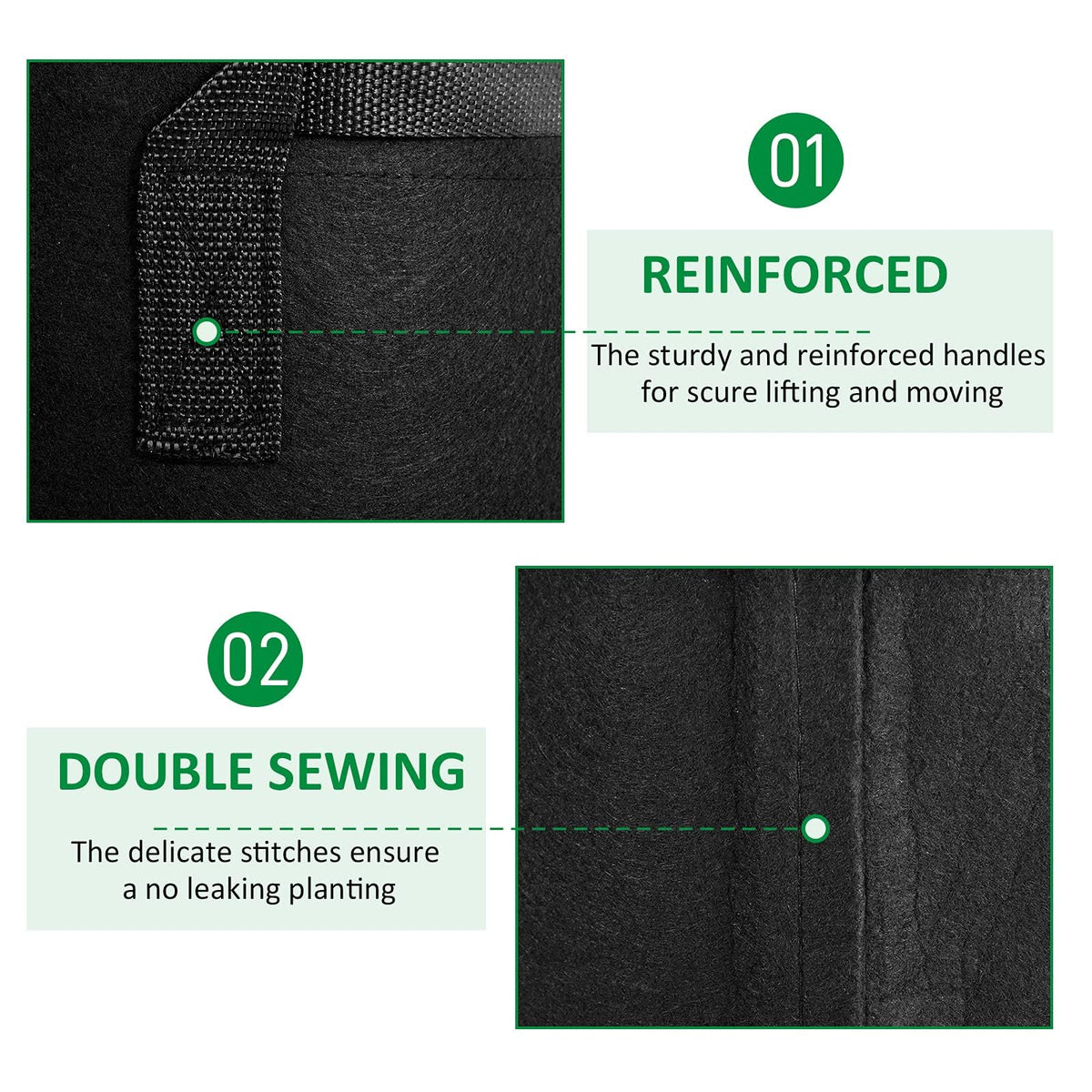 JNYONG grow bags with wide handles simplify moving indoors or outdoors.