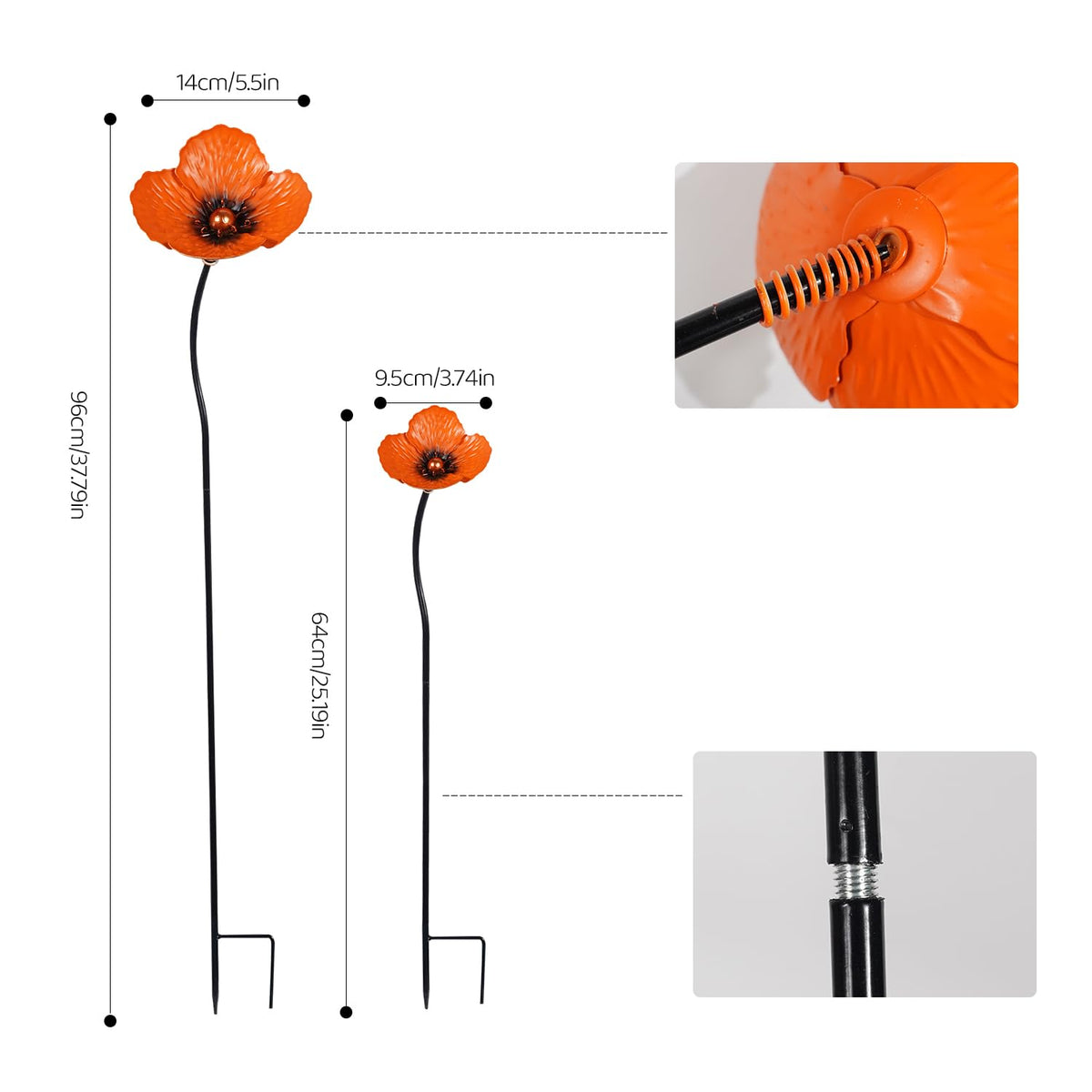 Jo.Devivre orange swaying poppy 25in enhances curb appeal with wind-friendly design