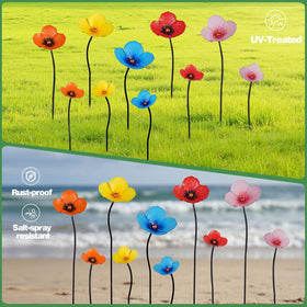Jo.Devivre two-pack orange poppy yard stakes offers versatile outdoor decor