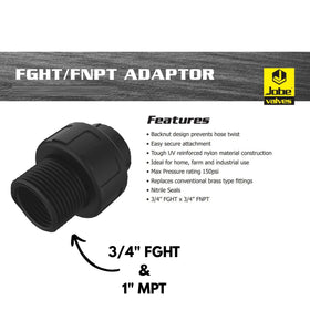 Jobe Valves J-ADF110 UV-stabilized nylon body resists sunlight and wear