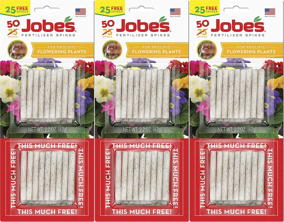 Jobe's flowering spikes in soil provide steady root nutrition for blooms.