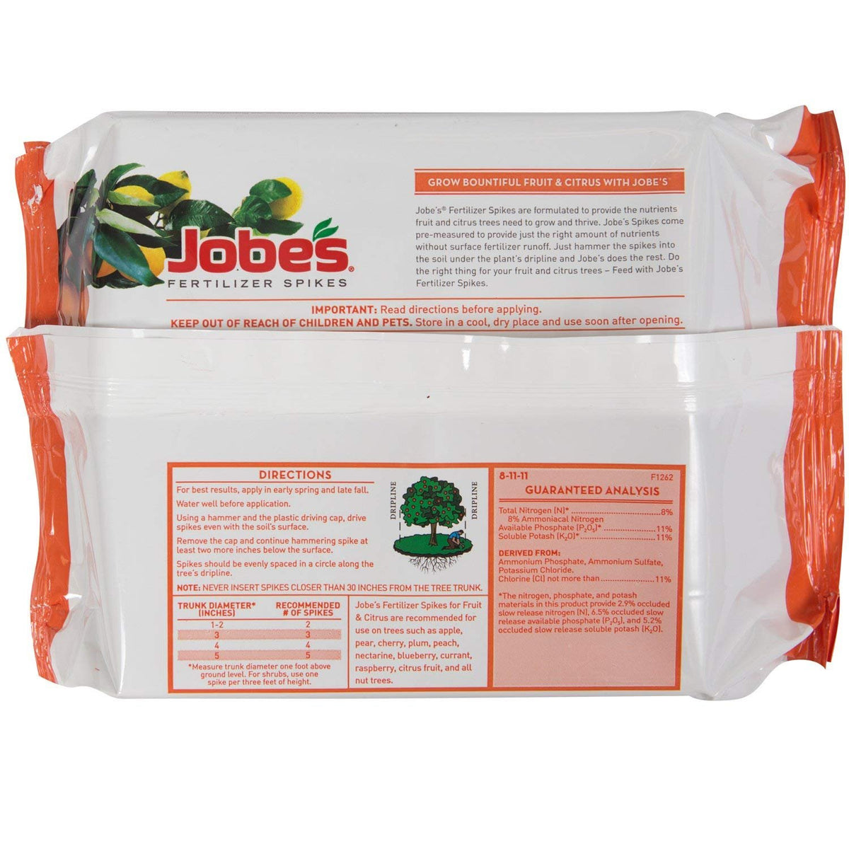 Inserting Jobe's spikes around dripline enables targeted nutrient delivery.