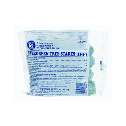Jobe's Organics evergreen fertilizer spike closeup delivering slow-release nutrients to evergreen roots