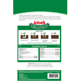 Jobes Organics Fast Start tablet placed at planting for steady nutrient release.
