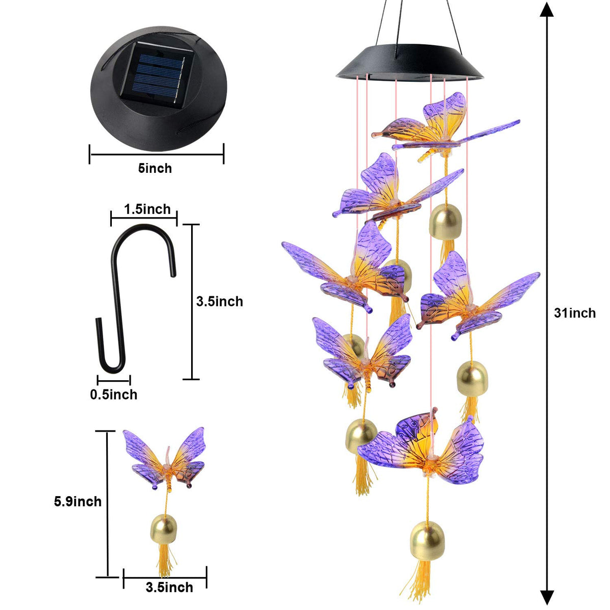 JOBOSI butterfly garden ornament offers durable PS/ABS build for outdoor use.