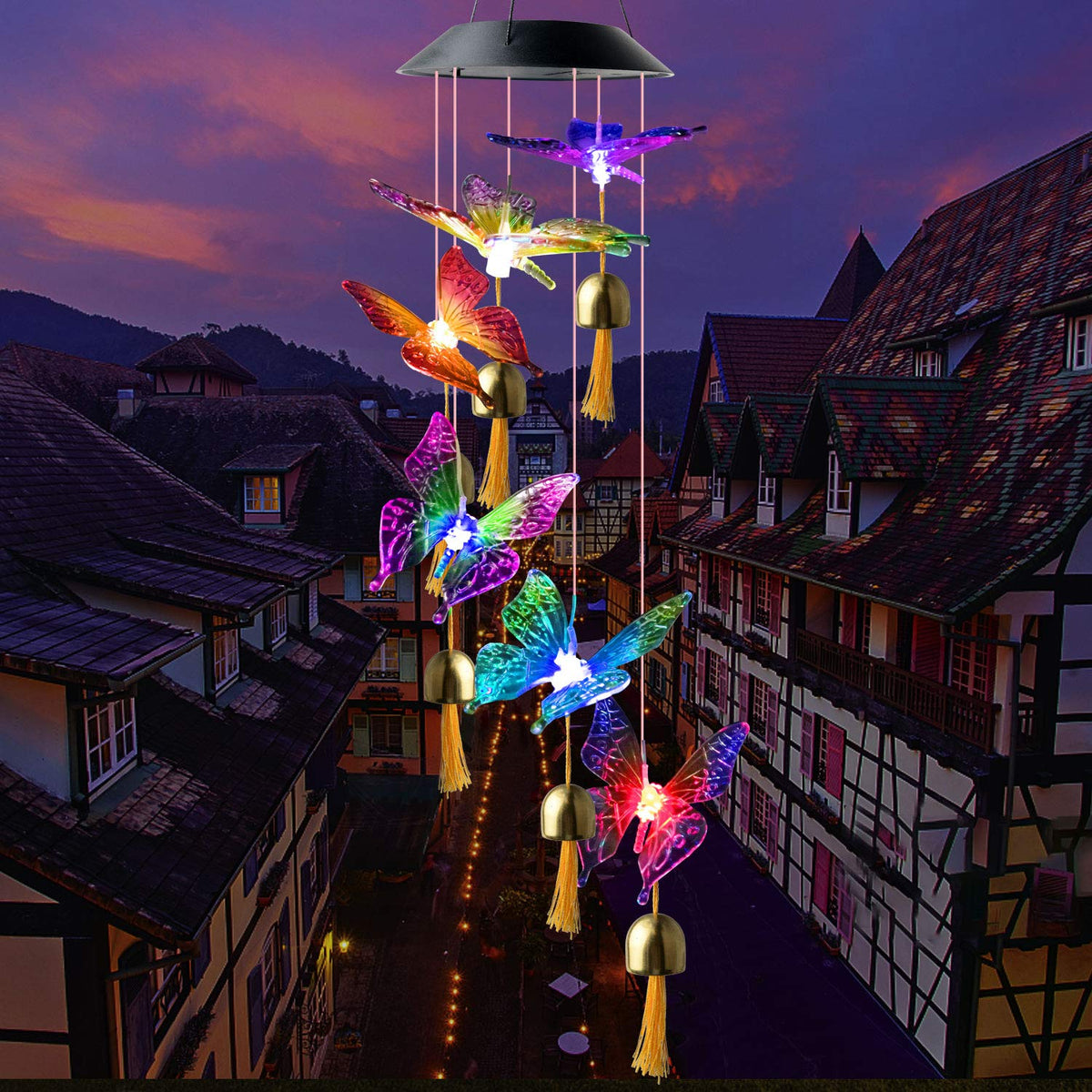 JOBOSI butterflies rotate colors softly, adding visual charm to patios and balconies.